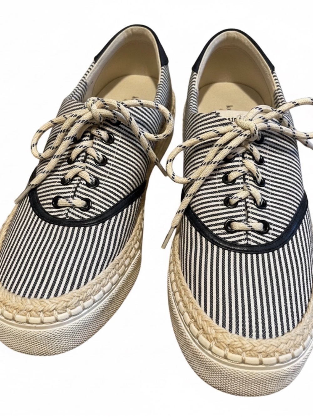NWOT: size 9.5 B Kate Spade striped Canvas Sneakers